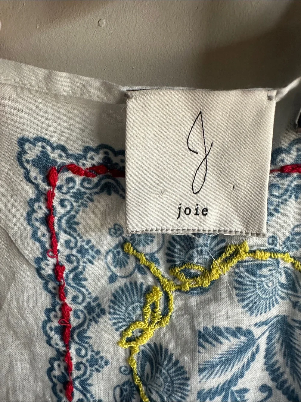 Boho Bandana Scarf Embroidered Floral Joie Cottagecore Folk 21x21